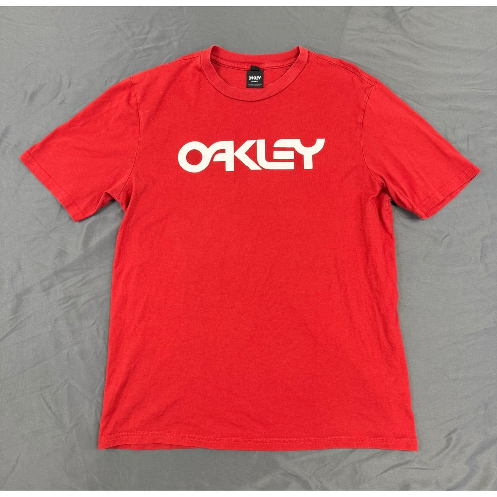 Oakley Mens Custom Fit Graphic T-Shirt Red Short Sleeve‎ Logo Crew Neck M